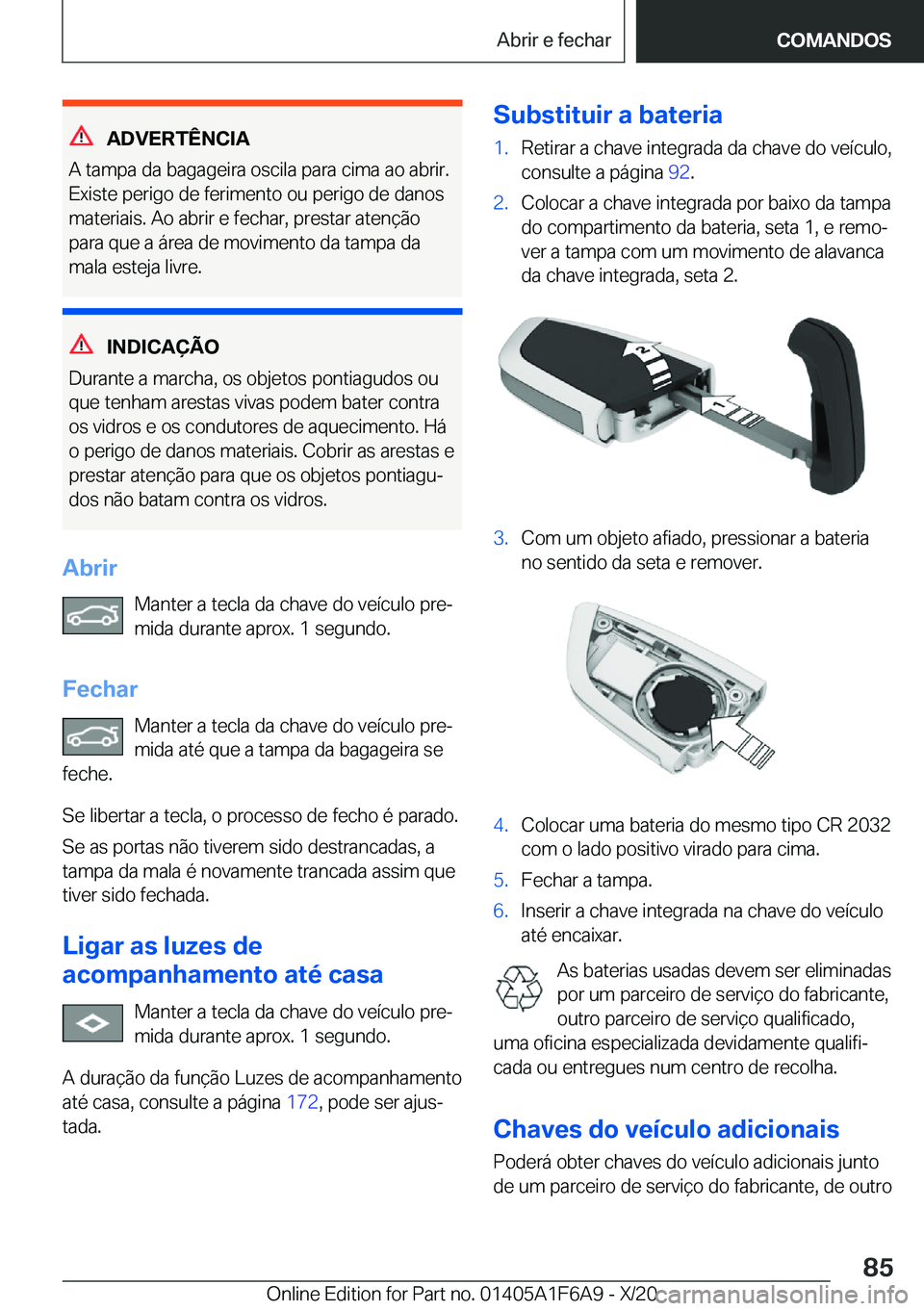 BMW X4 2021  Manual do condutor (in Portuguese) �A�D�V�E�R�T�