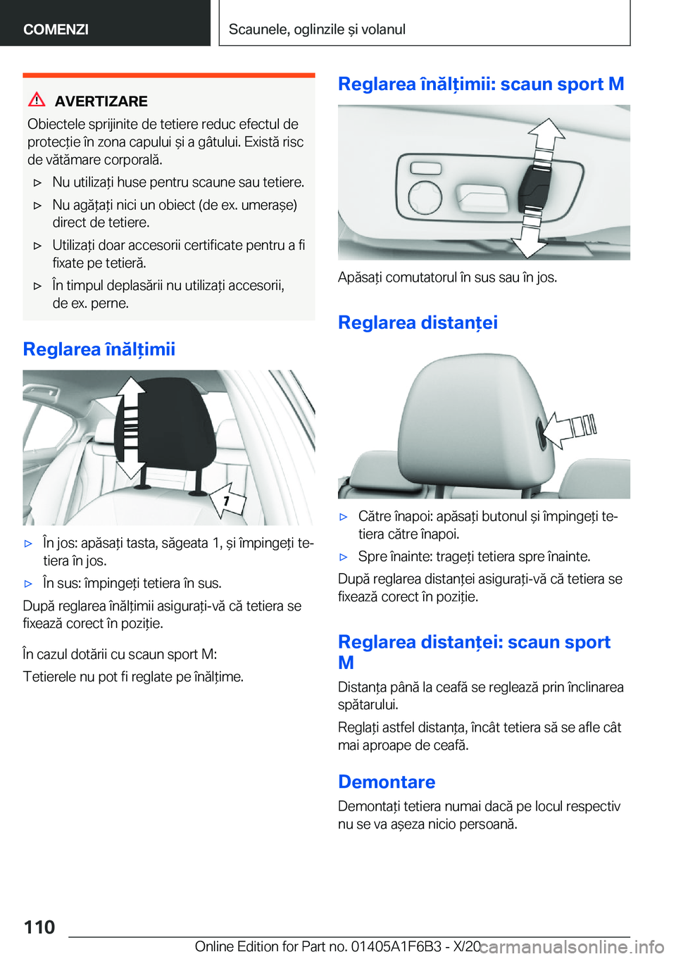 BMW X4 2021  Ghiduri De Utilizare (in Romanian) �A�V�E�R�T�I�Z�A�R�E
�O�b�i�e�c�t�e�l�e��s�p�r�i�j�i�n�i�t�e��d�e��t�e�t�i�e�r�e��r�e�d�u�c��e�f�e�c�t�u�l��d�e
�p�r�o�t�e�c*�i�e��