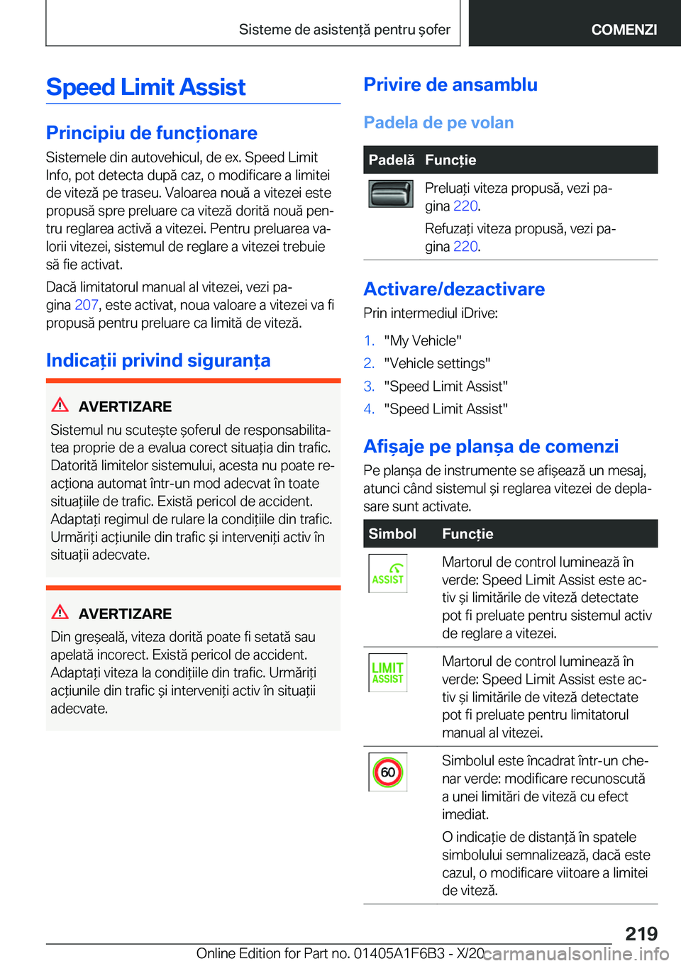 BMW X4 2021  Ghiduri De Utilizare (in Romanian) �S�p�e�e�d��L�i�m�i�t��A�s�s�i�s�t
�P�r�i�n�c�i�p�i�u��d�e��f�u�n�c�i�o�n�a�r�e�S�i�s�t�e�m�e�l�e��d�i�n��a�u�t�o�v�e�h�i�c�u�l�,��d�e��e�x�.��S�p�e�e�d��L�i�m�i�t
�I�n�f�o�,��p�o�t��d�e
