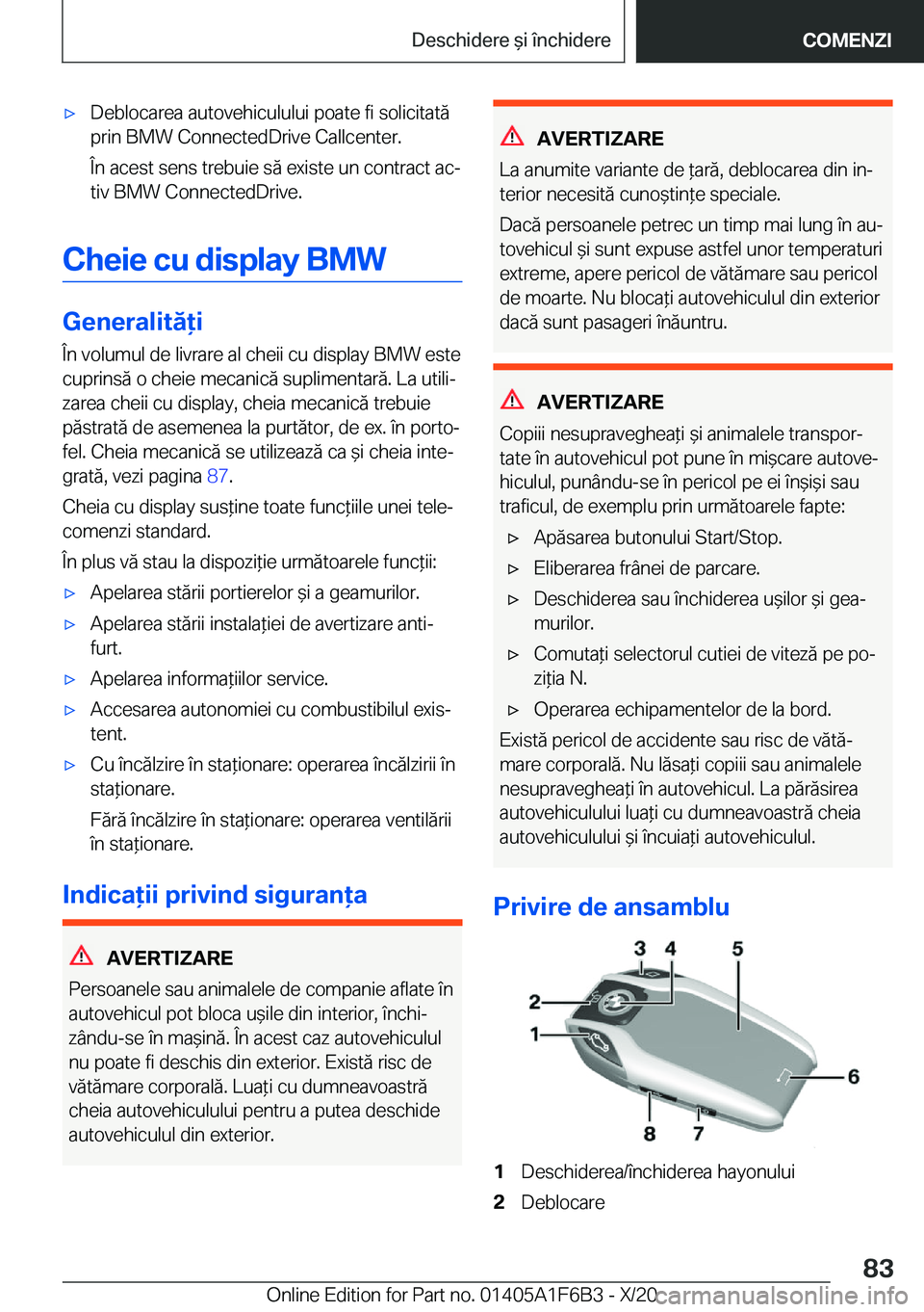 BMW X4 2021  Ghiduri De Utilizare (in Romanian) 'x�D�e�b�l�o�c�a�r�e�a��a�u�t�o�v�e�h�i�c�u�l�u�l�u�i��p�o�a�t�e��f�i��s�o�l�i�c�i�t�a�t�