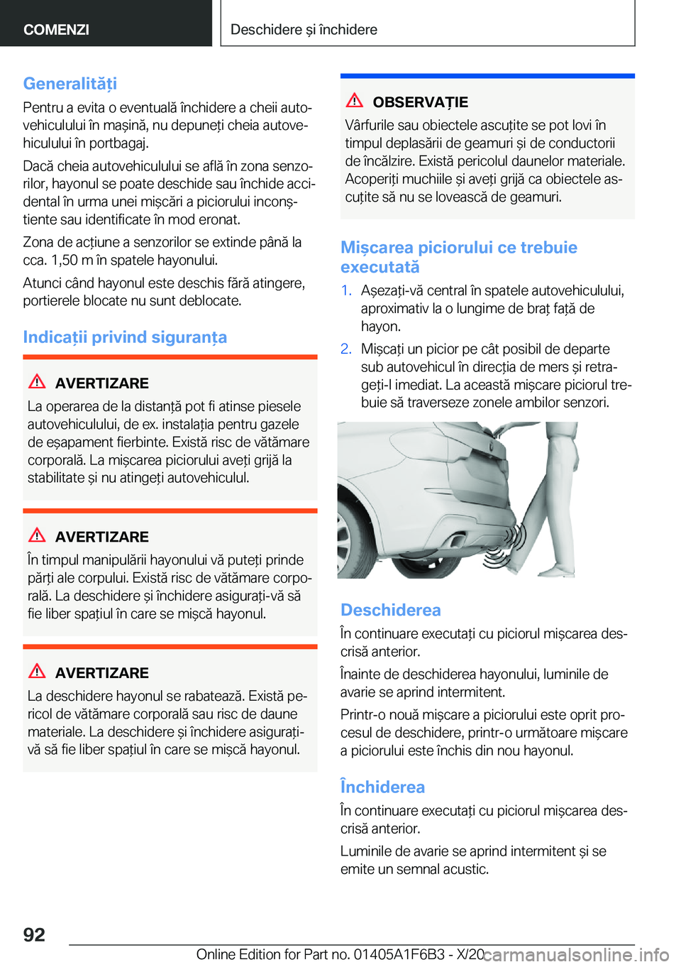 BMW X4 2021  Ghiduri De Utilizare (in Romanian) �G�e�n�e�r�a�l�i�t�ă�i�P�e�n�t�r�u��a��e�v�i�t�a��o��e�v�e�n�t�u�a�l�