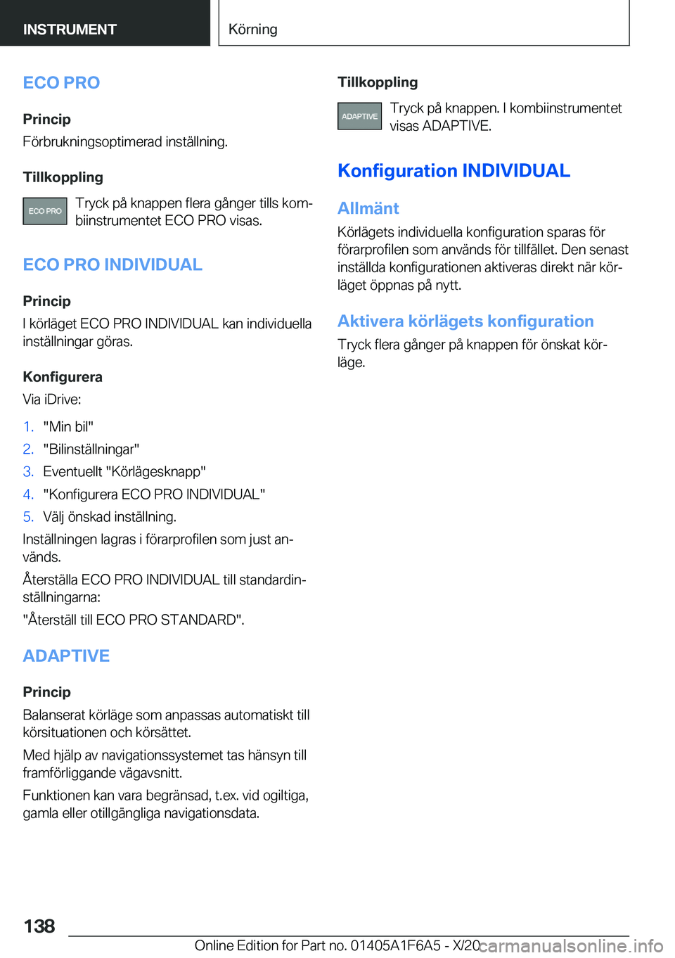 BMW X4 2021  InstruktionsbÖcker (in Swedish) �E�C�O��P�R�O�P�r�i�n�c�i�p
�F�