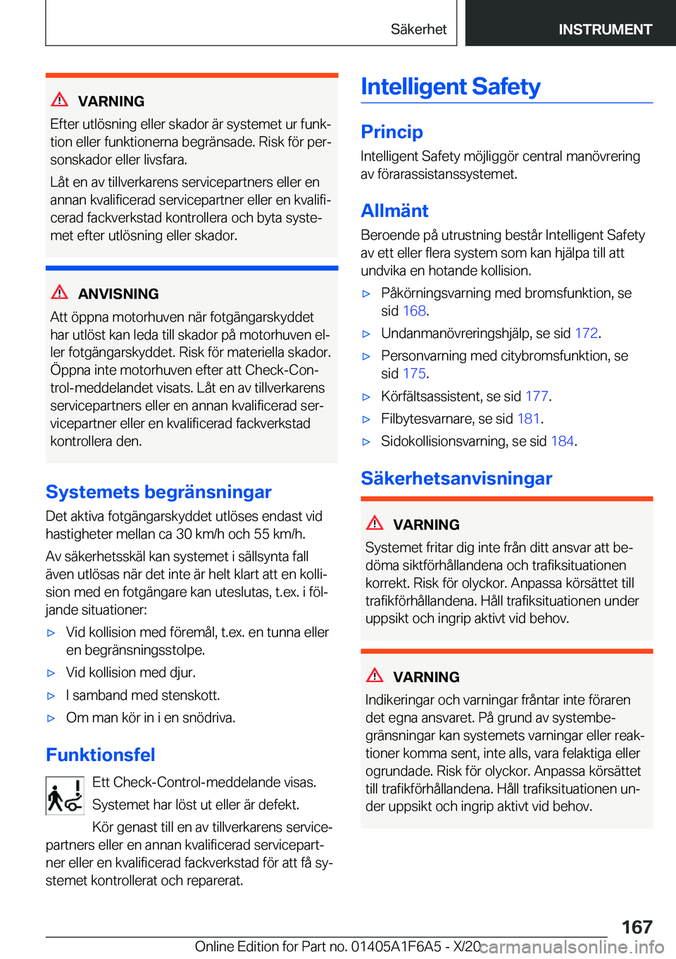 BMW X4 2021  InstruktionsbÖcker (in Swedish) �V�A�R�N�I�N�G
�E�f�t�e�r��u�t�l�