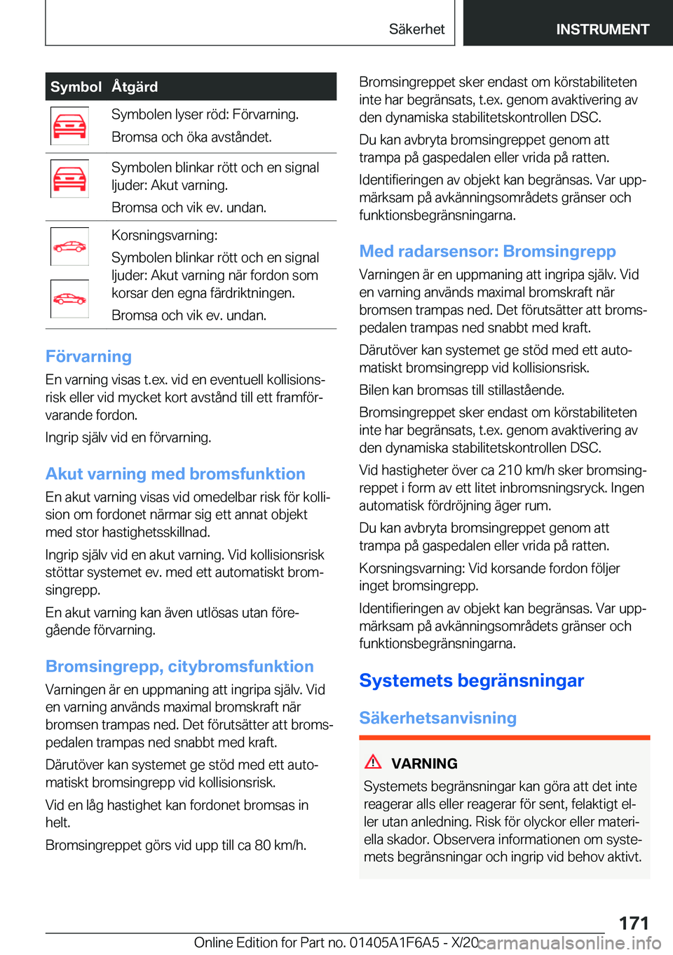 BMW X4 2021  InstruktionsbÖcker (in Swedish) �S�y�m�b�o�l�Å�t�g�ä�r�d�S�y�m�b�o�l�e�n��l�y�s�e�r��r�