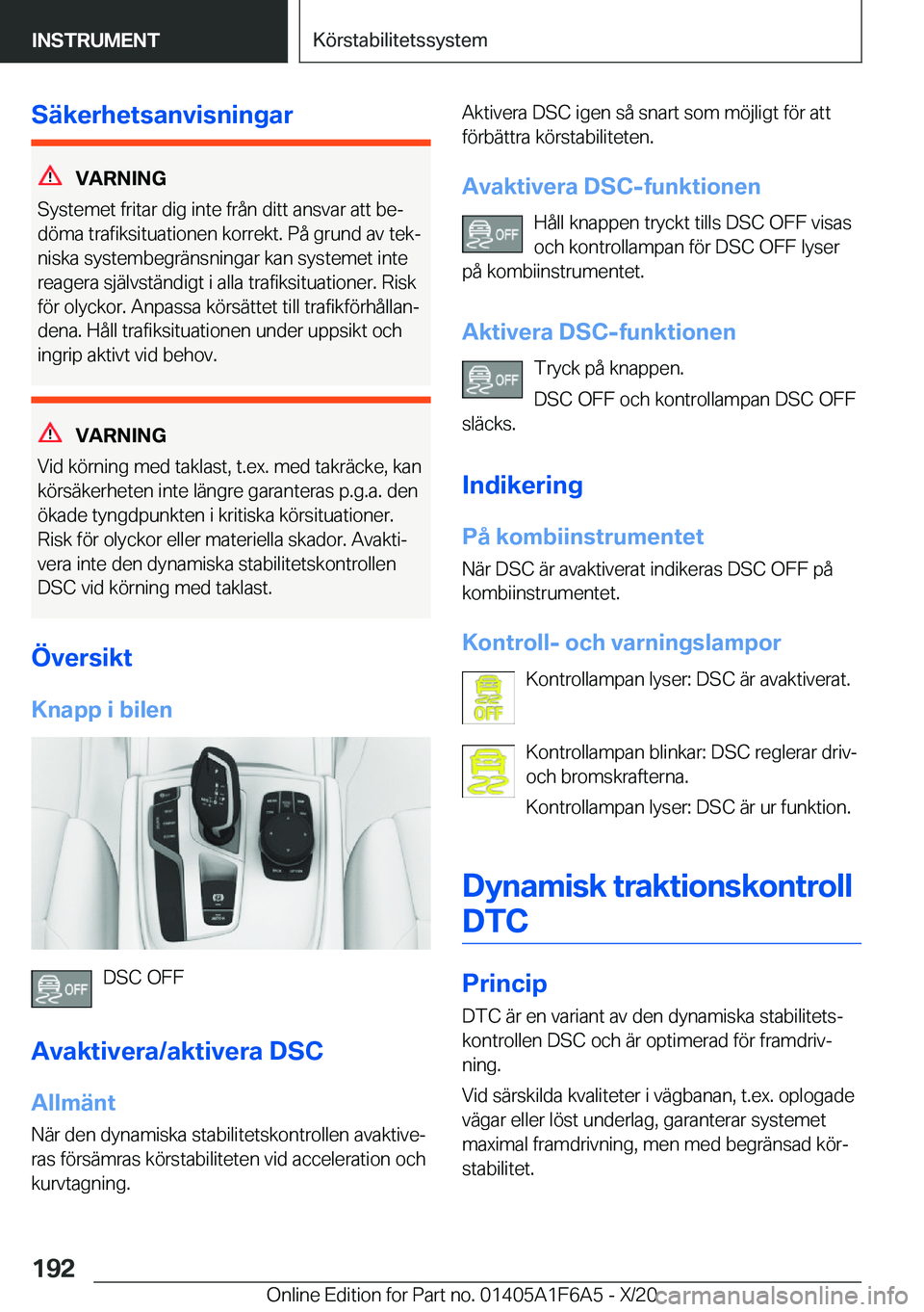 BMW X4 2021  InstruktionsbÖcker (in Swedish) �S�ä�k�e�r�h�e�t�s�a�n�v�i�s�n�i�n�g�a�r
�V�A�R�N�I�N�G
�S�y�s�t�e�m�e�t��f�r�i�t�a�r��d�i�g��i�n�t�e��f�r�å�n��d�i�t�t��a�n�s�v�a�r��a�t�t��b�ej
�d�