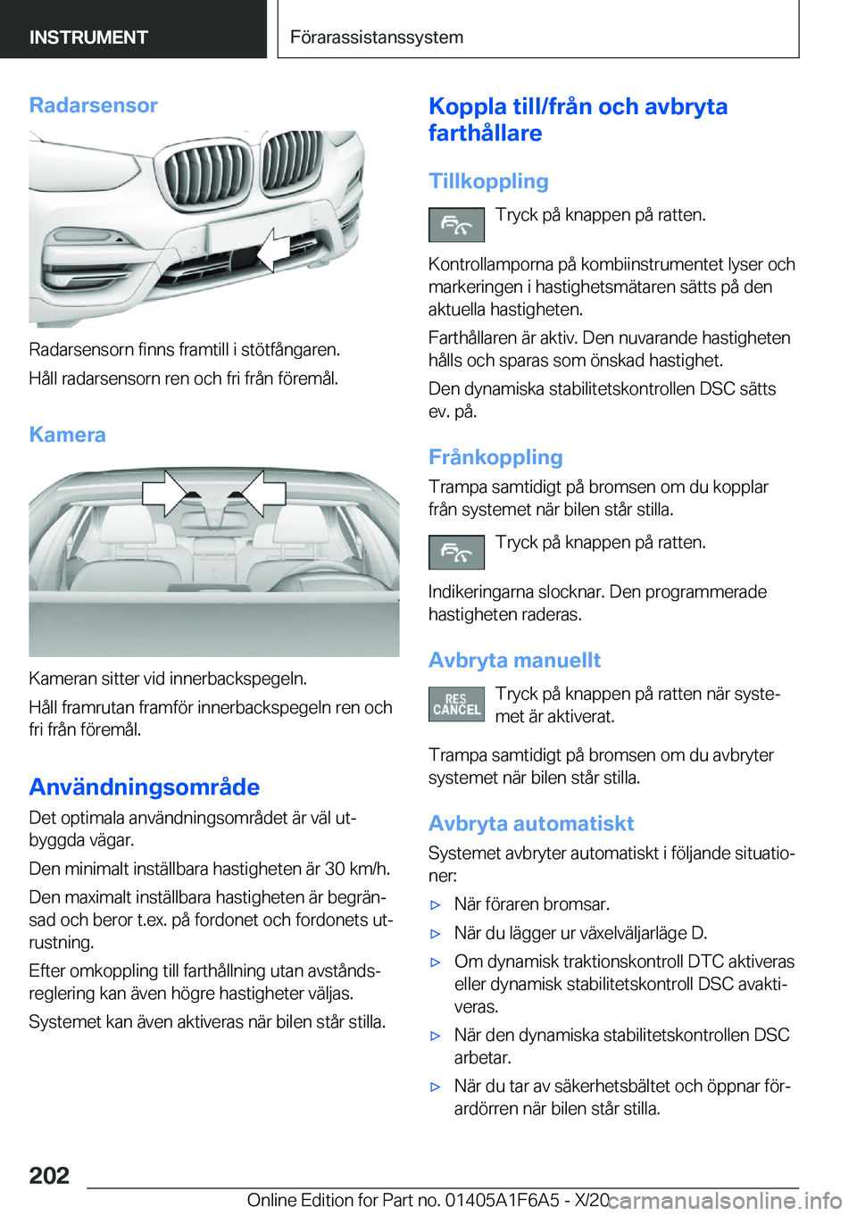 BMW X4 2021  InstruktionsbÖcker (in Swedish) �R�a�d�a�r�s�e�n�s�o�r
�R�a�d�a�r�s�e�n�s�o�r�n��f�i�n�n�s��f�r�a�m�t�i�l�l��i��s�t�