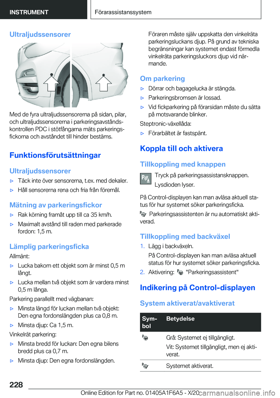 BMW X4 2021  InstruktionsbÖcker (in Swedish) �U�l�t�r�a�l�j�u�d�s�s�e�n�s�o�r�e�r
�M�e�d��d�e��f�y�r�a��u�l�t�r�a�l�j�u�d�s�s�e�n�s�o�r�e�r�n�a��p�å��s�i�d�a�n�,��p�i�l�a�r�,
�o�c�h��u�l�t�r�a�l�j�u�d�s�s�e�n�s�o�r�e�r�n�a��i��p�a�r�k�