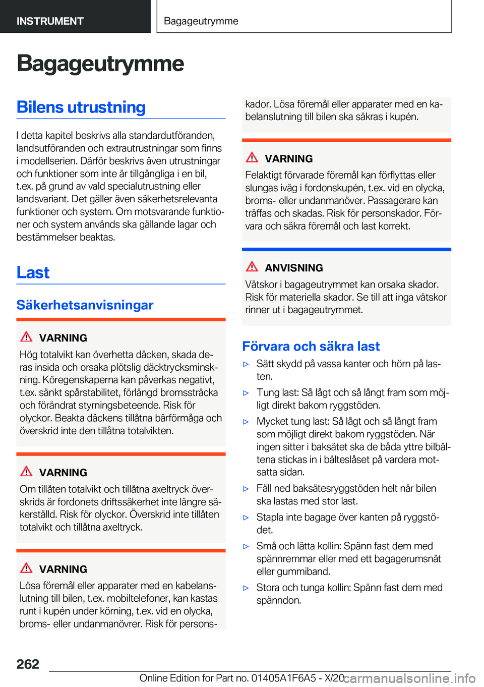 BMW X4 2021  InstruktionsbÖcker (in Swedish) �B�a�g�a�g�e�u�t�r�y�m�m�e�B�i�l�e�n�s��u�t�r�u�s�t�n�i�n�g
�I��d�e�t�t�a��k�a�p�i�t�e�l��b�e�s�k�r�i�v�s��a�l�l�a��s�t�a�n�d�a�r�d�u�t�f�