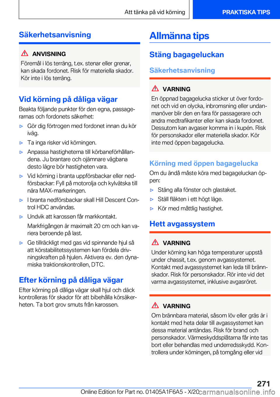 BMW X4 2021  InstruktionsbÖcker (in Swedish) �S�ä�k�e�r�h�e�t�s�a�n�v�i�s�n�i�n�g
�A�N�V�I�S�N�I�N�G
�F�