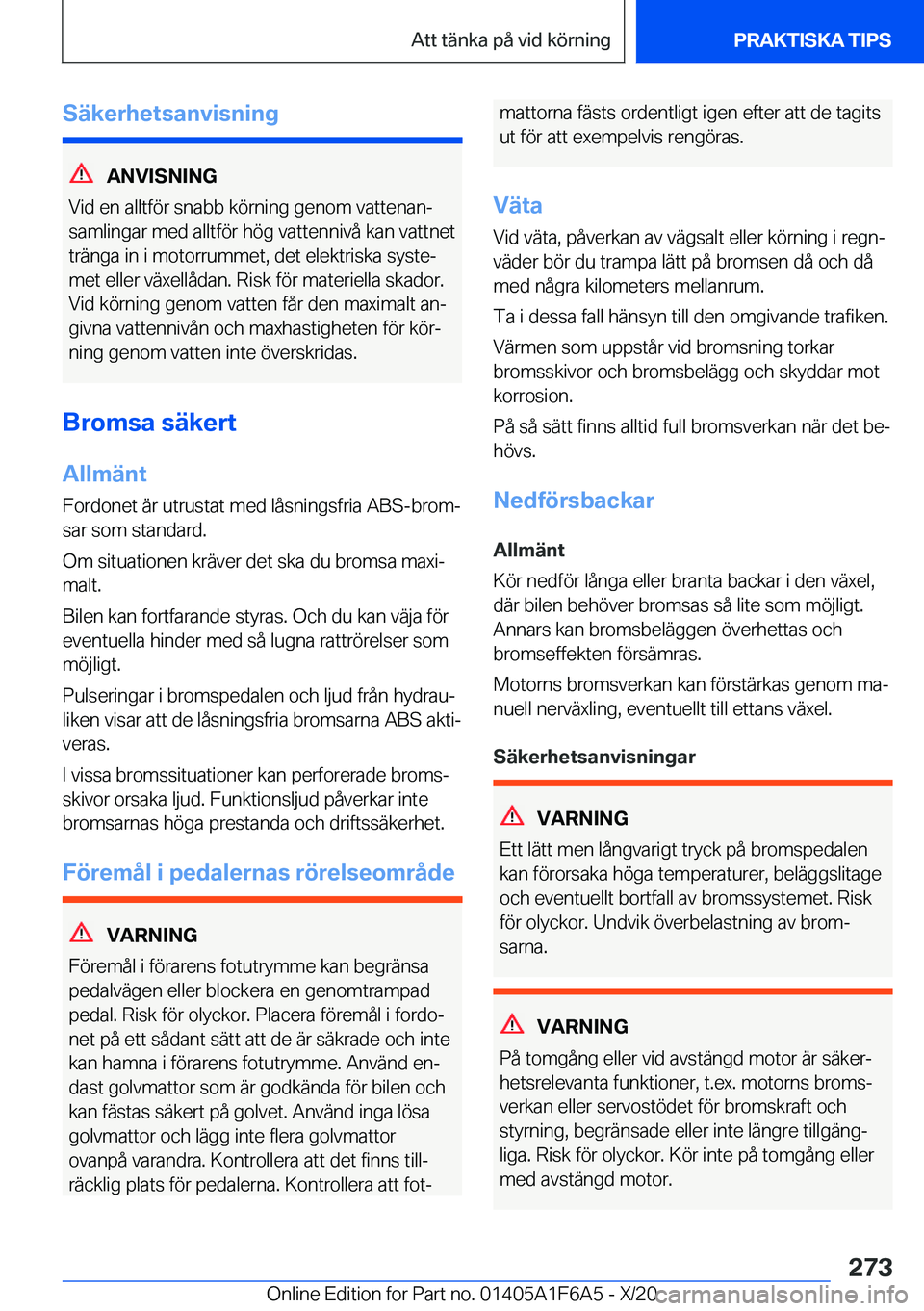 BMW X4 2021  InstruktionsbÖcker (in Swedish) �S�ä�k�e�r�h�e�t�s�a�n�v�i�s�n�i�n�g
�A�N�V�I�S�N�I�N�G
�V�i�d��e�n��a�l�l�t�f�