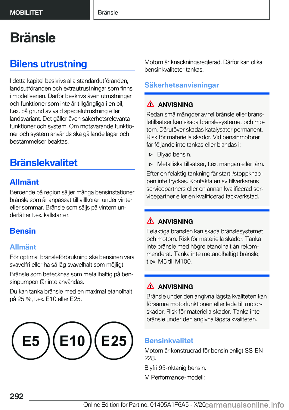 BMW X4 2021  InstruktionsbÖcker (in Swedish) �B�r�ä�n�s�l�e�B�i�l�e�n�s��u�t�r�u�s�t�n�i�n�g
�I��d�e�t�t�a��k�a�p�i�t�e�l��b�e�s�k�r�i�v�s��a�l�l�a��s�t�a�n�d�a�r�d�u�t�f�