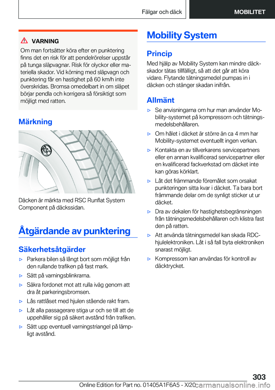 BMW X4 2021  InstruktionsbÖcker (in Swedish) �V�A�R�N�I�N�G
�O�m��m�a�n��f�o�r�t�s�ä�t�t�e�r��k�
