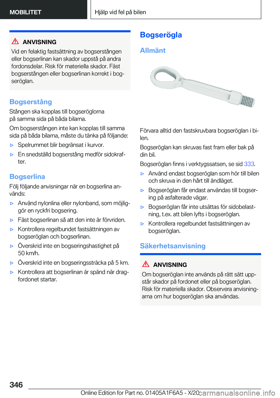 BMW X4 2021  InstruktionsbÖcker (in Swedish) �A�N�V�I�S�N�I�N�G
�V�i�d��e�n��f�e�l�a�k�t�i�g��f�a�s�t�s�ä�t�t�n�i�n�g��a�v��b�o�g�s�e�r�s�t�å�n�g�e�n
�e�l�l�e�r��b�o�g�s�e�r�l�i�n�a�n��k�a�n��s�k�a�d�o�r��u�p�p�s�t�å��p�å��a�n�d�r