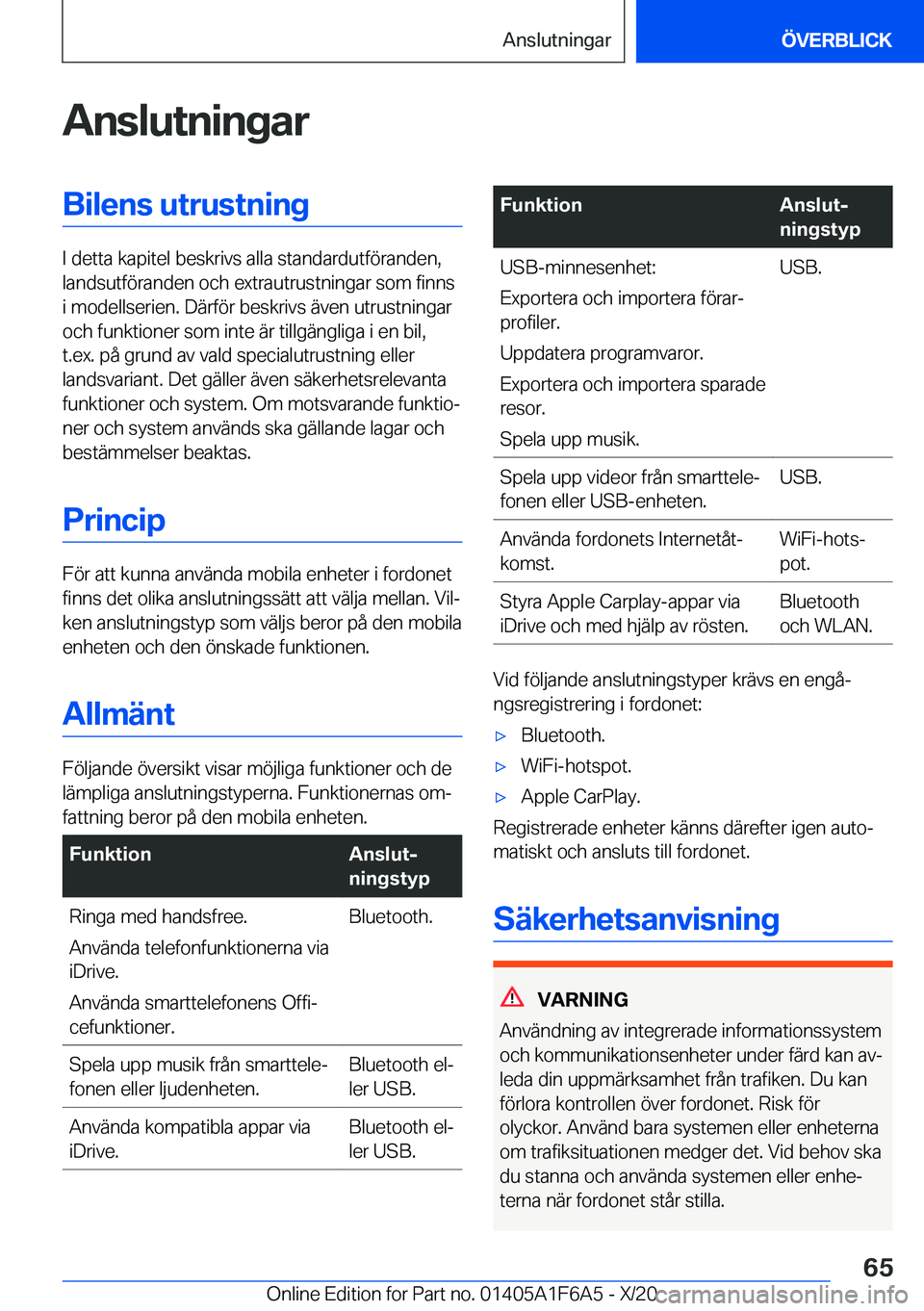 BMW X4 2021  InstruktionsbÖcker (in Swedish) �A�n�s�l�u�t�n�i�n�g�a�r�B�i�l�e�n�s��u�t�r�u�s�t�n�i�n�g
�I��d�e�t�t�a��k�a�p�i�t�e�l��b�e�s�k�r�i�v�s��a�l�l�a��s�t�a�n�d�a�r�d�u�t�f�