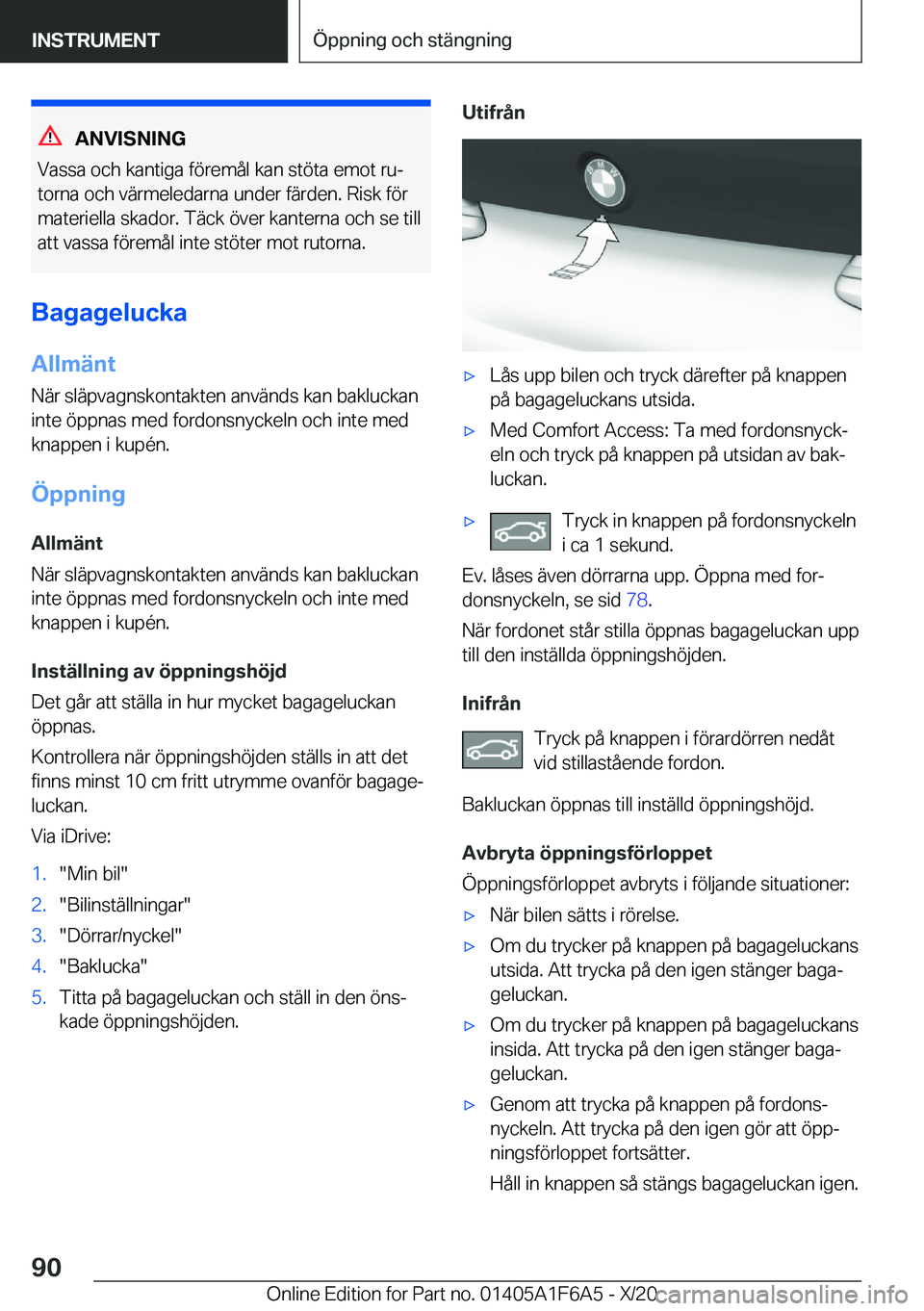 BMW X4 2021  InstruktionsbÖcker (in Swedish) �A�N�V�I�S�N�I�N�G
�V�a�s�s�a��o�c�h��k�a�n�t�i�g�a��f�
