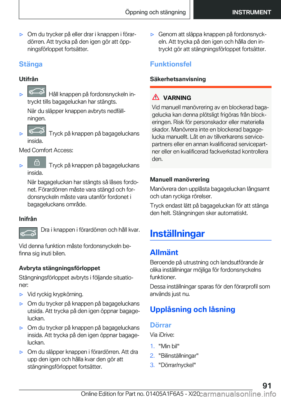 BMW X4 2021  InstruktionsbÖcker (in Swedish) x�O�m��d�u��t�r�y�c�k�e�r��p�å��e�l�l�e�r��d�r�a�r��i��k�n�a�p�p�e�n��i��f�