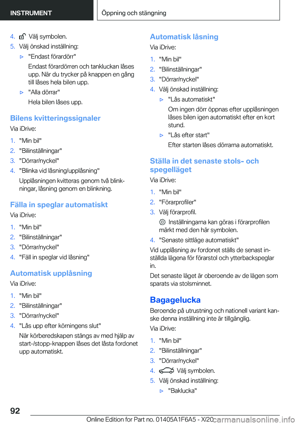 BMW X4 2021  InstruktionsbÖcker (in Swedish) �4�.���V�ä�l�j��s�y�m�b�o�l�e�n�.�5�.�V�ä�l�j��