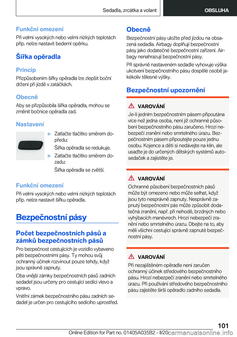 BMW X4 2020  Návod na použití (in Czech) �F�u�n�k�č�n�