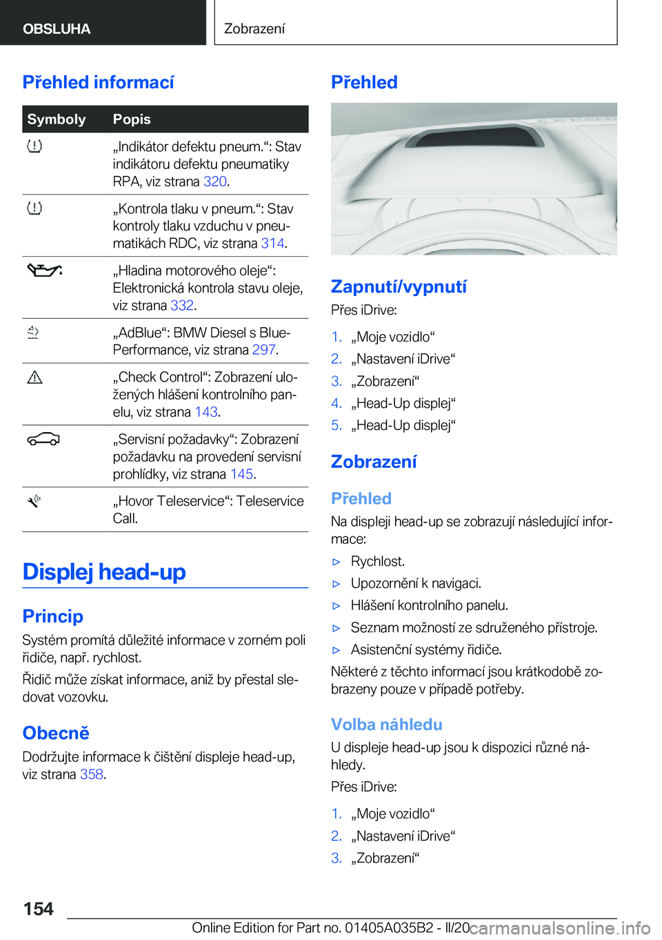 BMW X4 2020  Návod na použití (in Czech) �P�e�h�l�e�d��i�n�f�o�r�m�a�c�