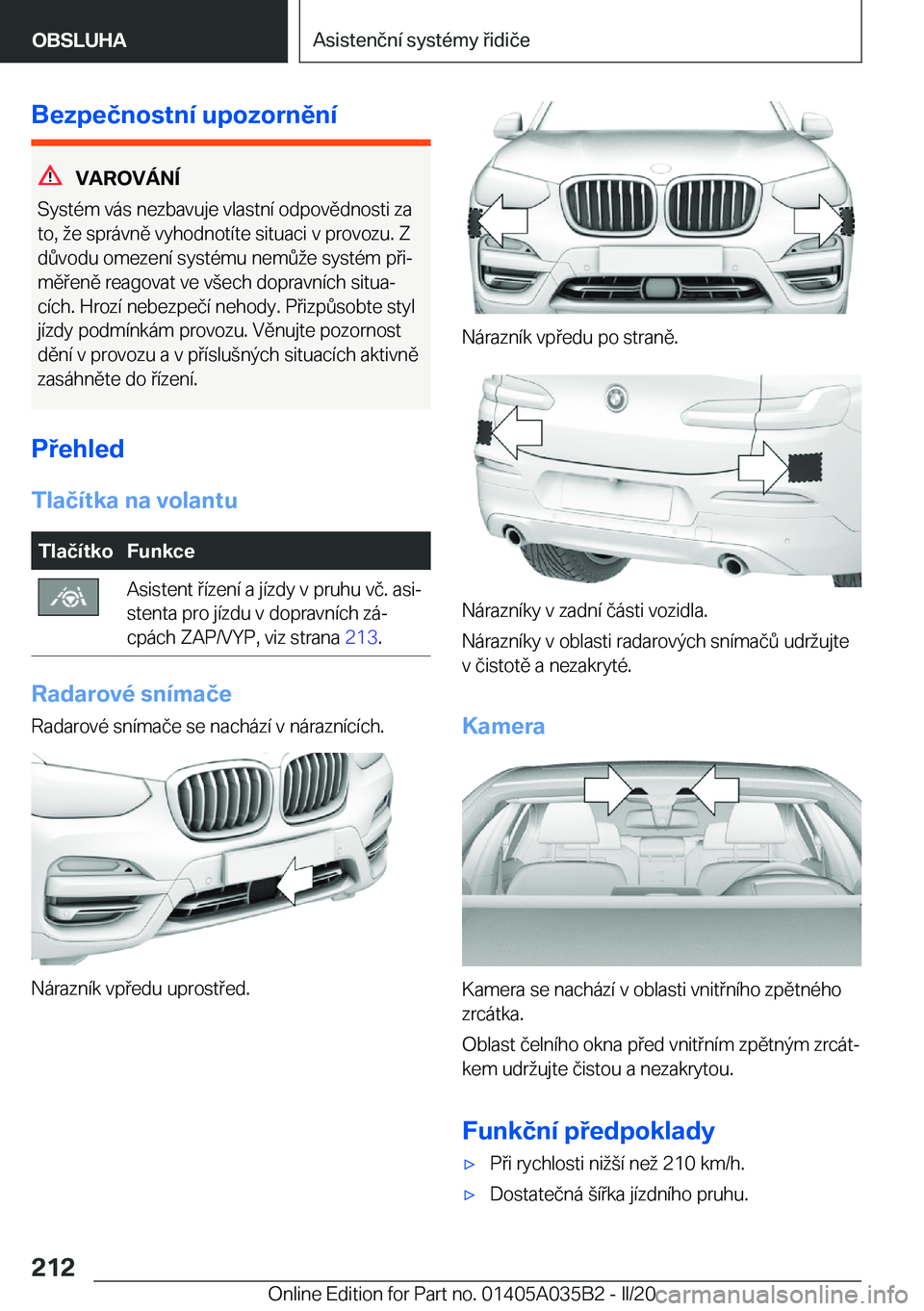 BMW X4 2020  Návod na použití (in Czech) �B�e�z�p�e�č�n�o�s�t�n�