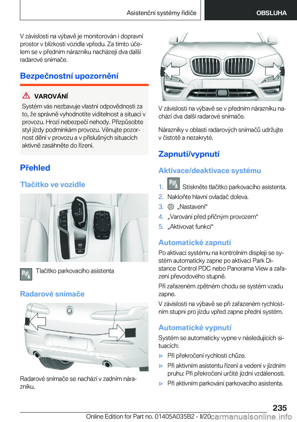 BMW X4 2020  Návod na použití (in Czech) �V��z�