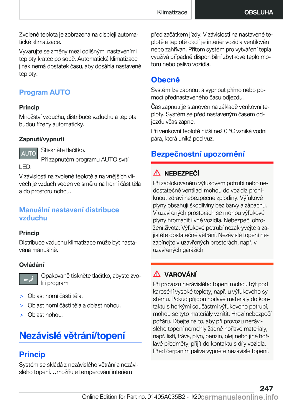 BMW X4 2020  Návod na použití (in Czech) �Z�v�o�l�e�n�