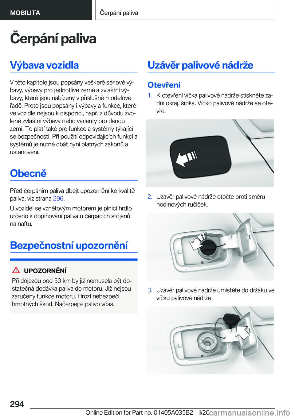 BMW X4 2020  Návod na použití (in Czech) �Č�e�r�p�
