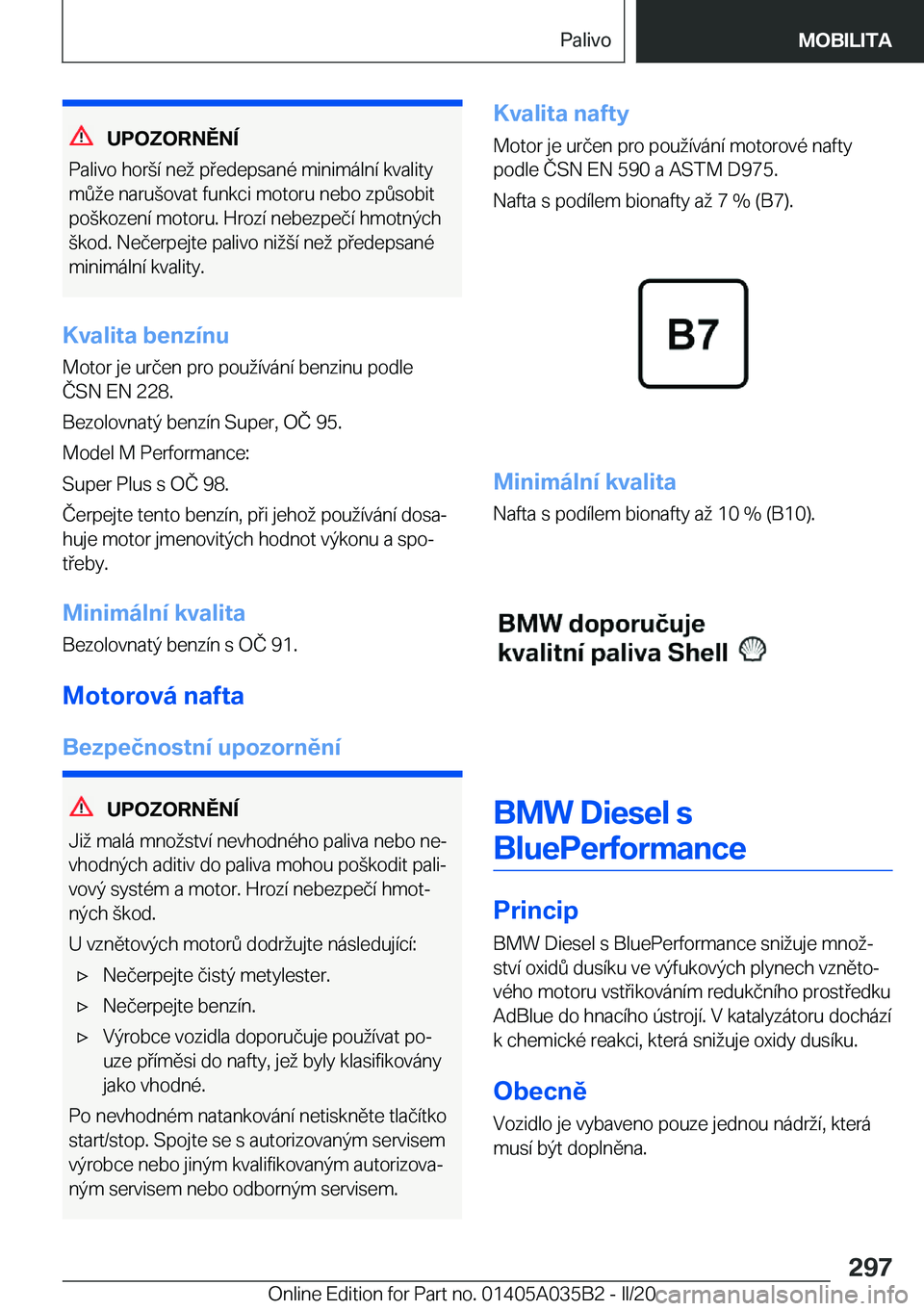 BMW X4 2020  Návod na použití (in Czech) �U�P�O�Z�O�R�N�Ě�N�