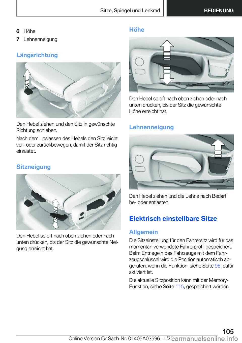 BMW X4 2020  Betriebsanleitungen (in German) �6�H�