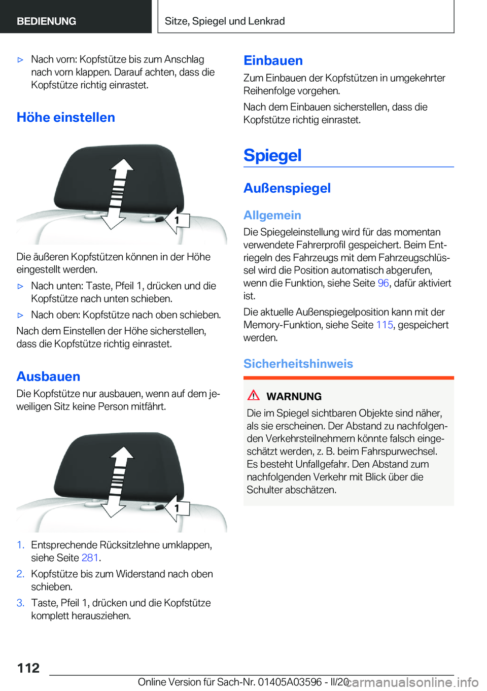 BMW X4 2020  Betriebsanleitungen (in German) x�N�a�c�h��v�o�r�n�:��K�o�p�f�s�t�