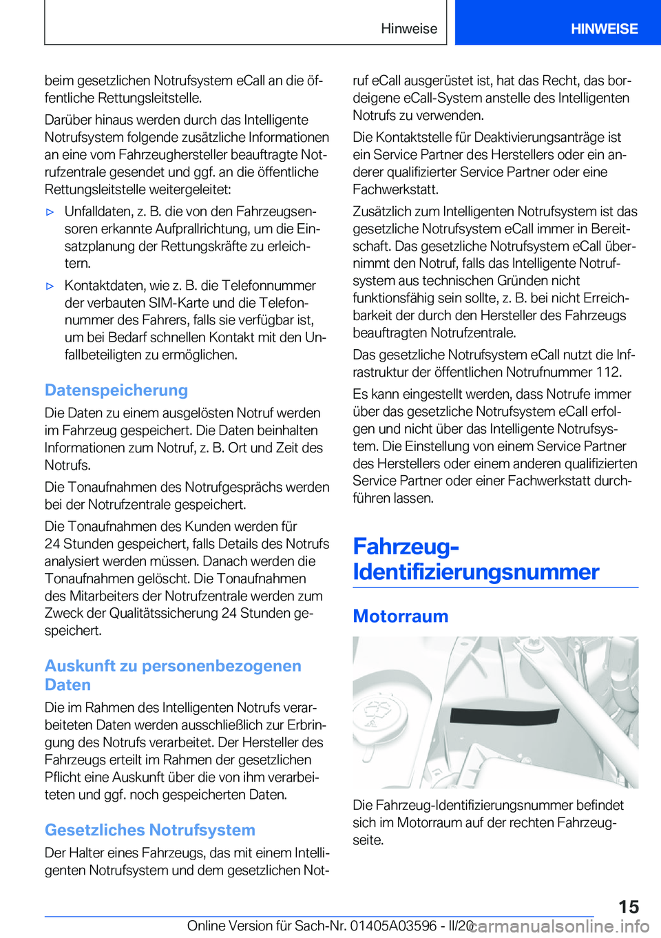 BMW X4 2020  Betriebsanleitungen (in German) �b�e�i�m��g�e�s�e�t�z�l�i�c�h�e�n��N�o�t�r�u�f�s�y�s�t�e�m��e�C�a�l�l��a�n��d�i�e��