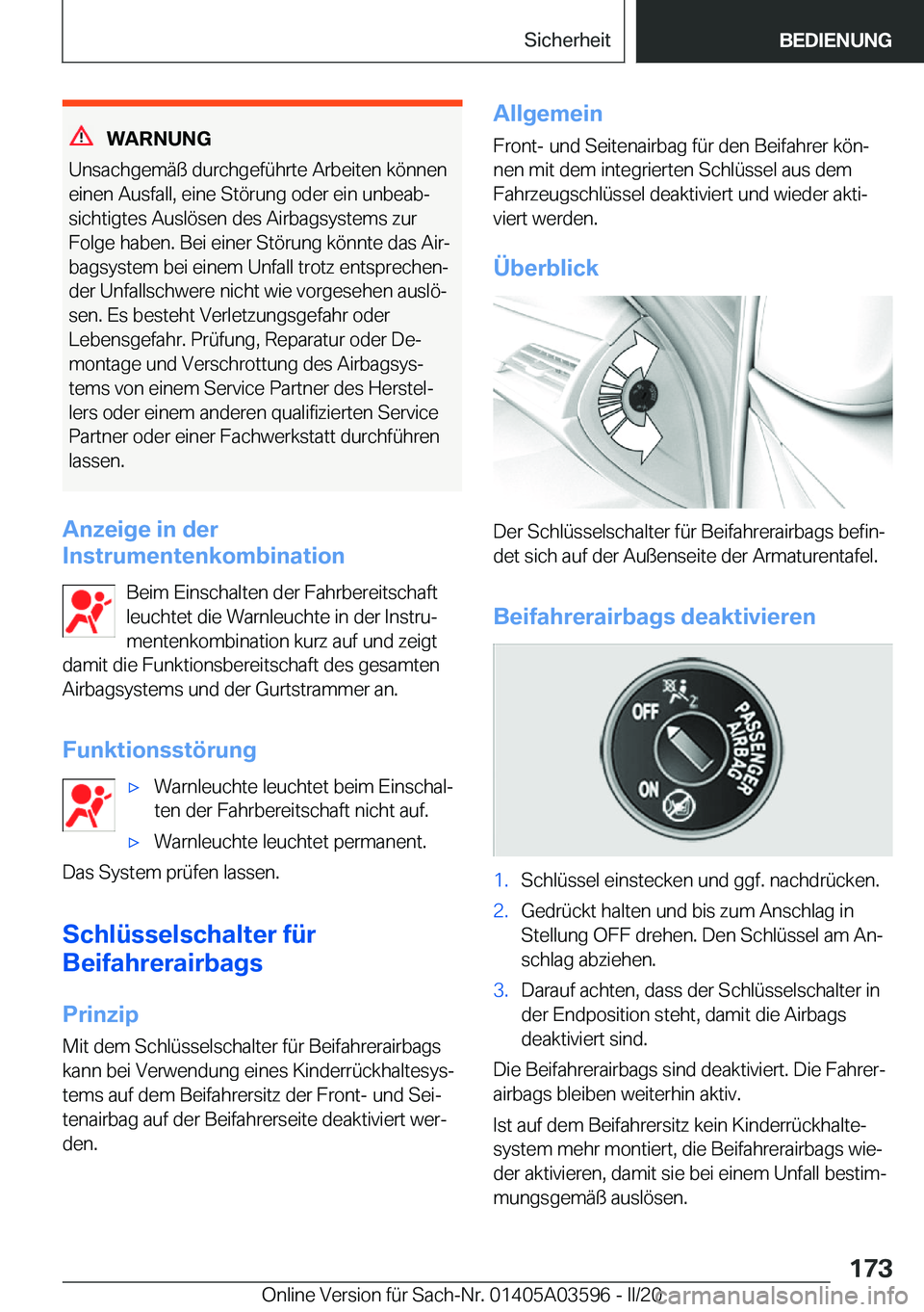 BMW X4 2020  Betriebsanleitungen (in German) �W�A�R�N�U�N�G
�U�n�s�a�c�h�g�e�m�