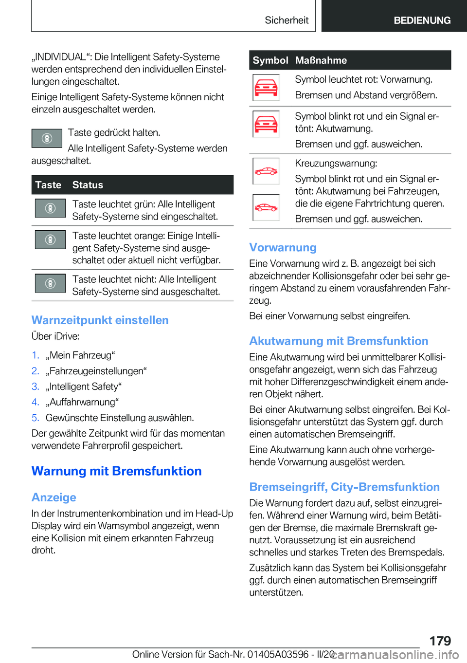 BMW X4 2020  Betriebsanleitungen (in German) x�I�N�D�I�V�I�D�U�A�Lv�:��D�i�e��I�n�t�e�l�l�i�g�e�n�t��S�a�f�e�t�y�-�S�y�s�t�e�m�e�w�e�r�d�e�n��e�n�t�s�p�r�e�c�h�e�n�d��d�e�n��i�n�d�i�v�i�d�u�e�l�l�e�n��E�i�n�s�t�e�lj
�l�u�n�g�e�n��e�i�