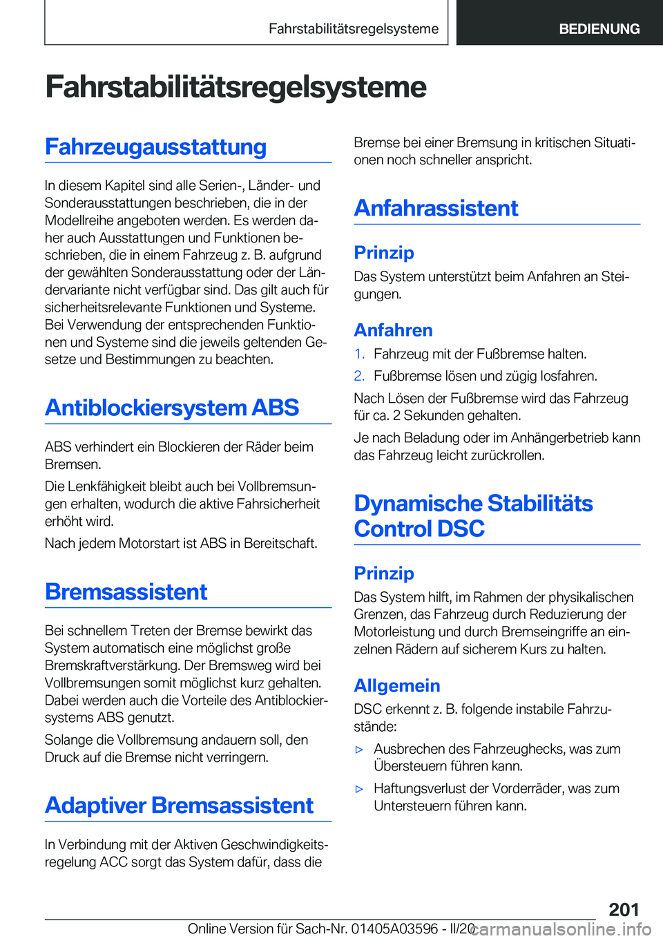 BMW X4 2020  Betriebsanleitungen (in German) �F�a�h�r�s�t�a�b�i�l�i�t�