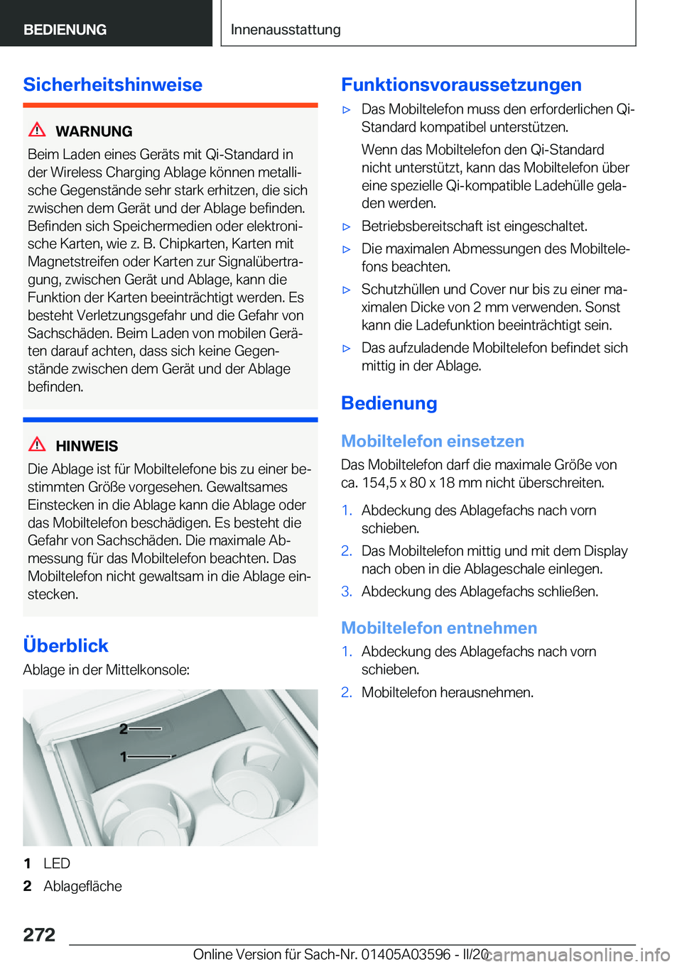 BMW X4 2020  Betriebsanleitungen (in German) �S�i�c�h�e�r�h�e�i�t�s�h�i�n�w�e�i�s�e
�W�A�R�N�U�N�G
�B�e�i�m��L�a�d�e�n��e�i�n�e�s��G�e�r�