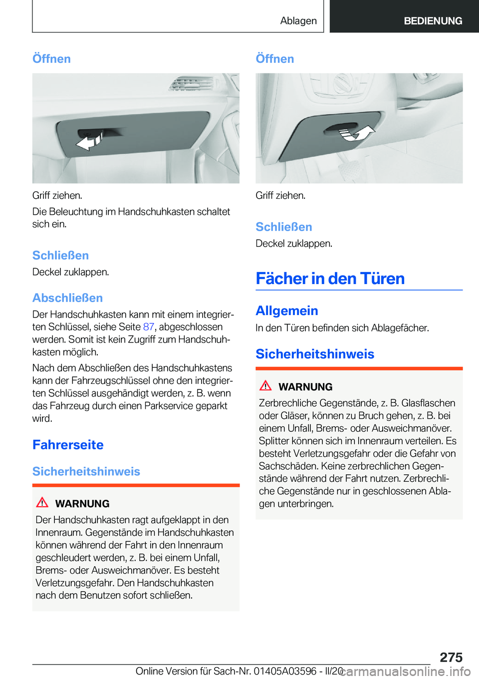 BMW X4 2020  Betriebsanleitungen (in German) �