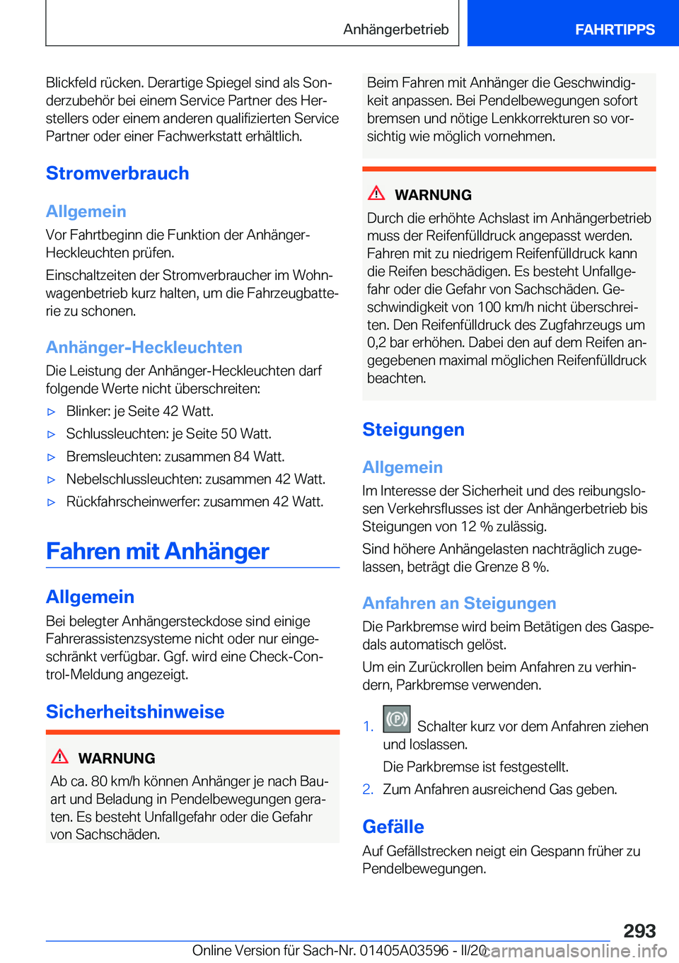 BMW X4 2020  Betriebsanleitungen (in German) �B�l�i�c�k�f�e�l�d��r�