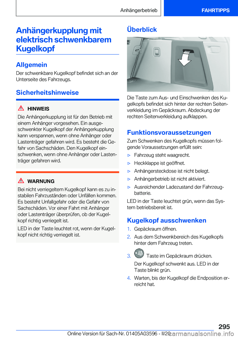 BMW X4 2020  Betriebsanleitungen (in German) �A�n�h�