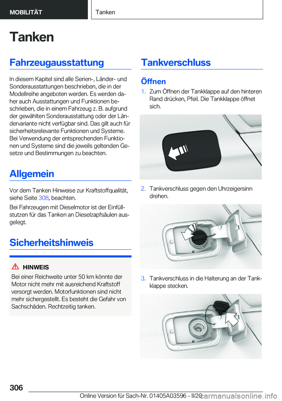 BMW X4 2020  Betriebsanleitungen (in German) �T�a�n�k�e�n�F�a�h�r�z�e�u�g�a�u�s�s�t�a�t�t�u�n�g
�I�n��d�i�e�s�e�m��K�a�p�i�t�e�l��s�i�n�d��a�l�l�e��S�e�r�i�e�n�-�,��L�