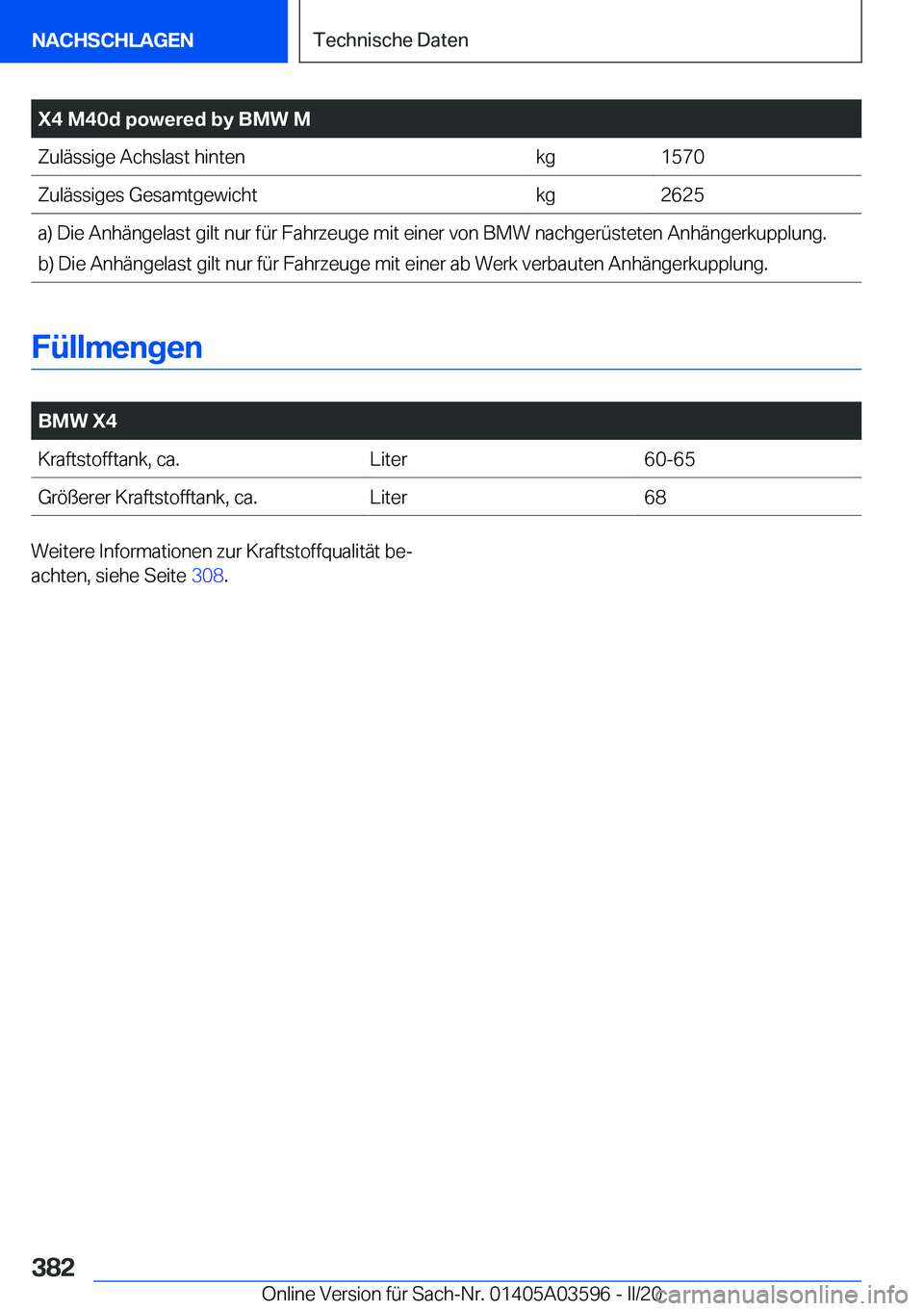 BMW X4 2020  Betriebsanleitungen (in German) �X�4��M�4�0�d��p�o�w�e�r�e�d��b�y��B�M�W��M�Z�u�l�