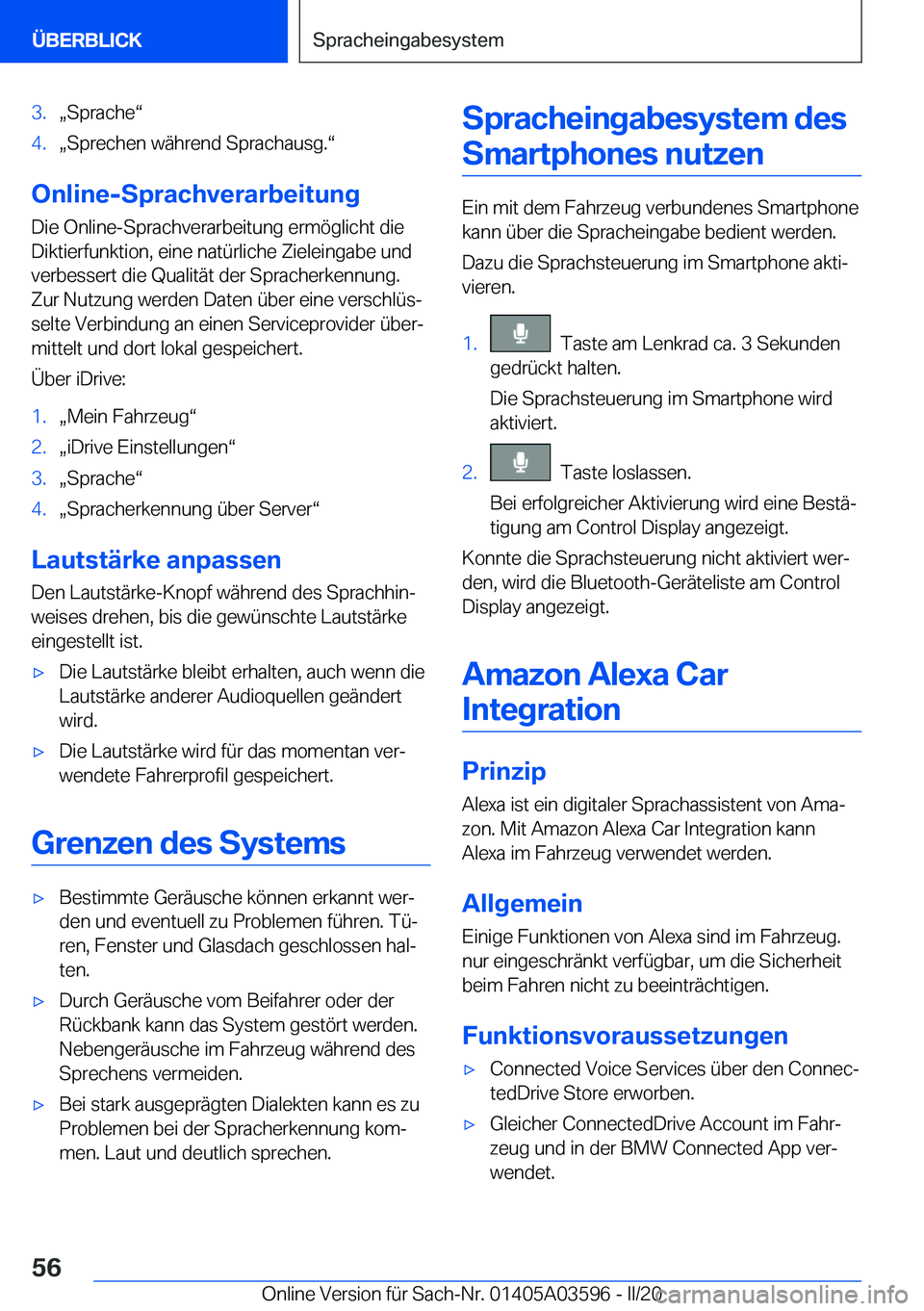 BMW X4 2020  Betriebsanleitungen (in German) �3�.x�S�p�r�a�c�h�ev�4�.x�S�p�r�e�c�h�e�n��w�