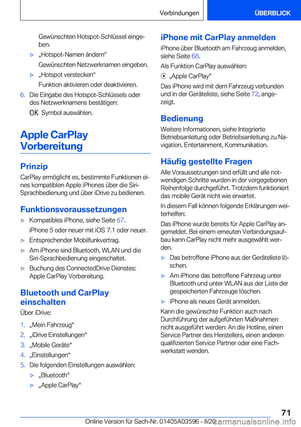 BMW X4 2020  Betriebsanleitungen (in German) �G�e�w�