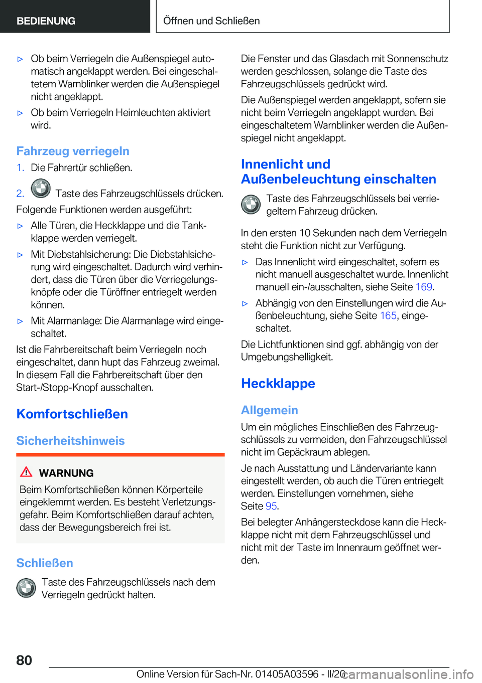 BMW X4 2020  Betriebsanleitungen (in German) x�O�b��b�e�i�m��V�e�r�r�i�e�g�e�l�n��d�i�e��A�u�