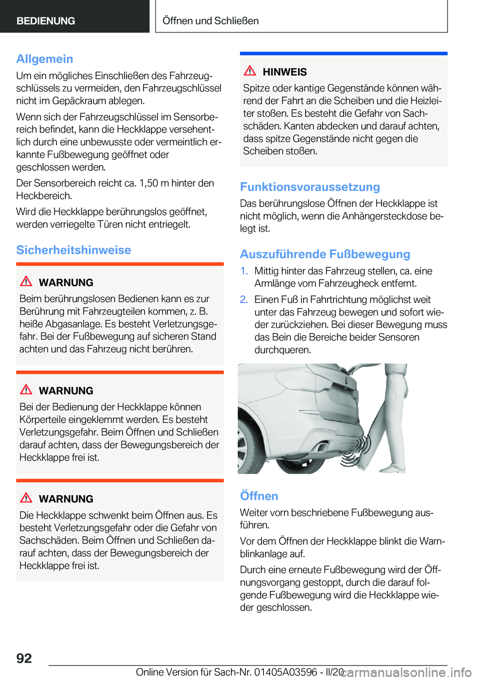BMW X4 2020  Betriebsanleitungen (in German) �A�l�l�g�e�m�e�i�n�U�m��e�i�n��m�