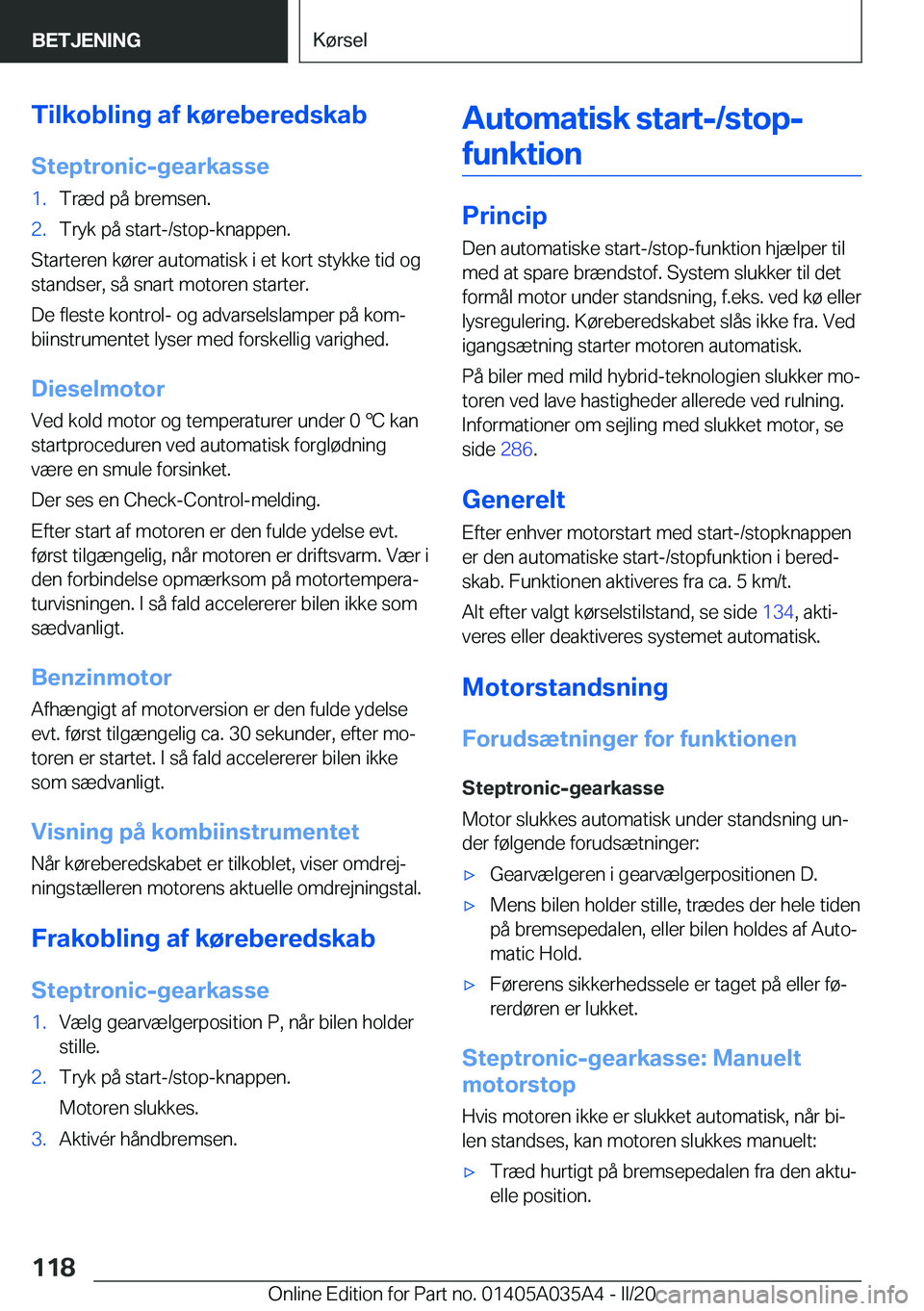 BMW X4 2020  InstruktionsbØger (in Danish) �T�i�l�k�o�b�l�i�n�g��a�f��k�