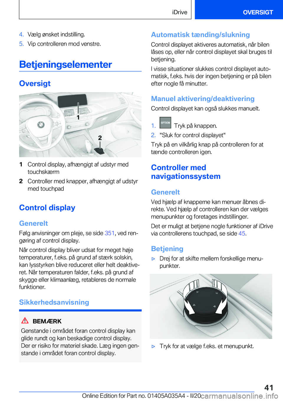 BMW X4 2020  InstruktionsbØger (in Danish) �4�.�V�æ�l�g��