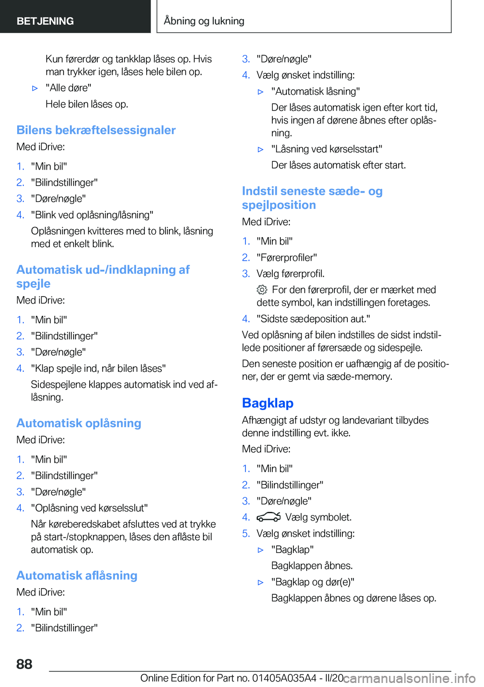 BMW X4 2020  InstruktionsbØger (in Danish) �K�u�n��f�