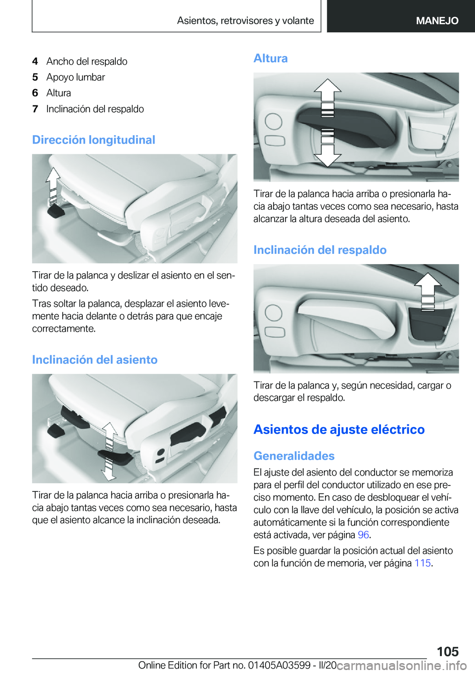 BMW X4 2020  Manuales de Empleo (in Spanish) �4�A�n�c�h�o��d�e�l��r�e�s�p�a�l�d�o�5�A�p�o�y�o��l�u�m�b�a�r�6�A�l�t�u�r�a�7�I�n�c�l�i�n�a�c�i�