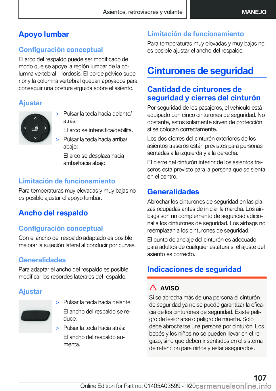 BMW X4 2020  Manuales de Empleo (in Spanish) �A�p�o�y�o��l�u�m�b�a�r
�C�o�n�f�i�g�u�r�a�c�i�
