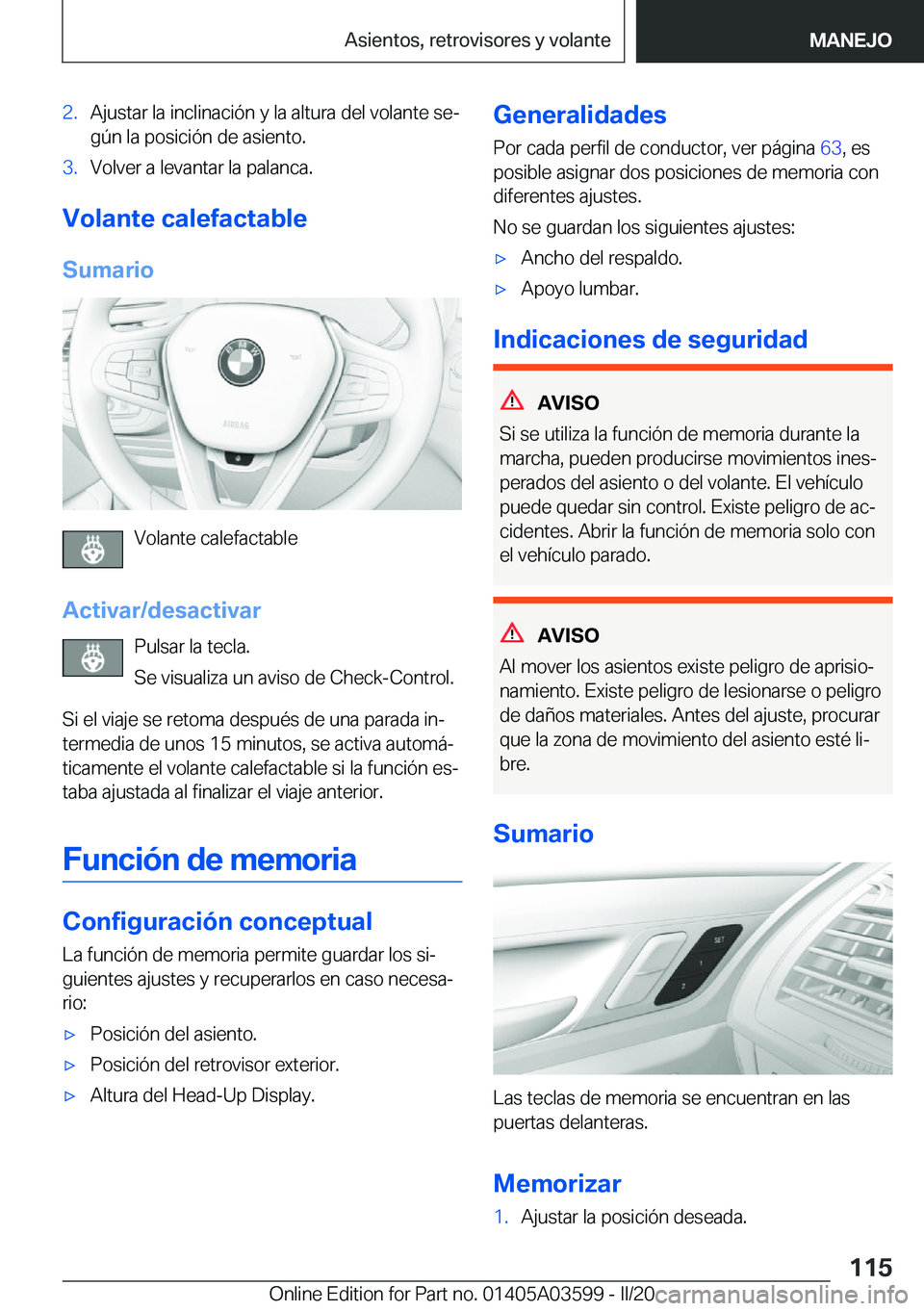 BMW X4 2020  Manuales de Empleo (in Spanish) �2�.�A�j�u�s�t�a�r��l�a��i�n�c�l�i�n�a�c�i�